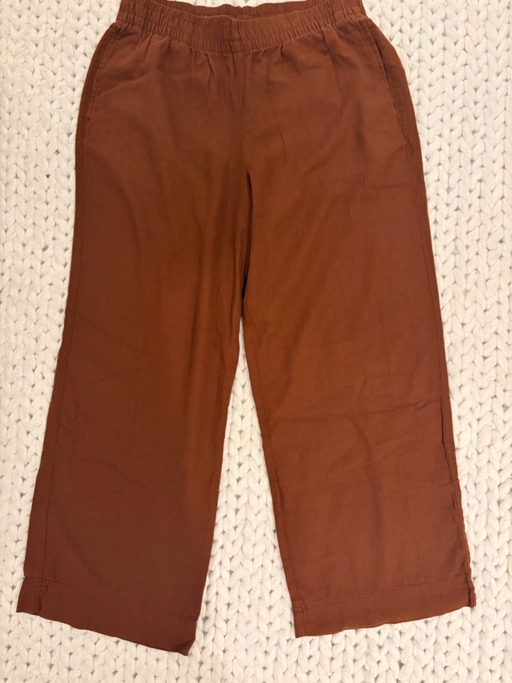Old Navy Wide Leg Linen Pants in Rust Brown